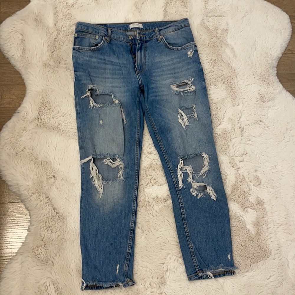 Zara straight leg distressed jeans